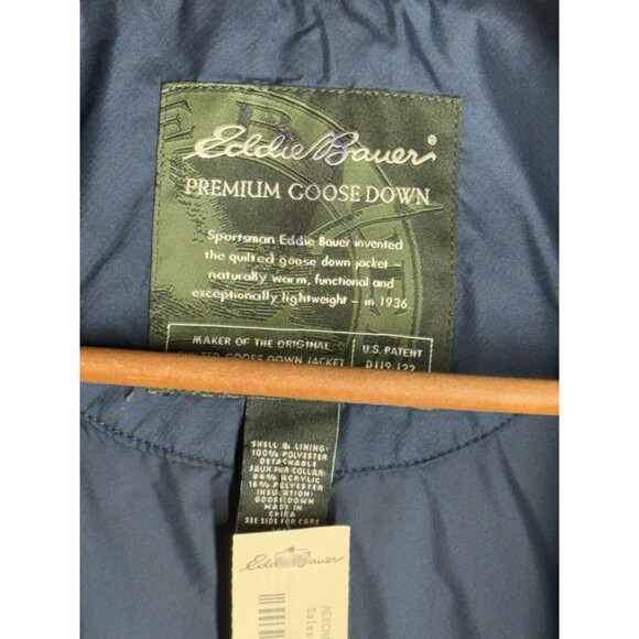 Eddie Bauer NWT Navy Blue Premium Goose Down Vest Women's XL - Picture 3 of 5